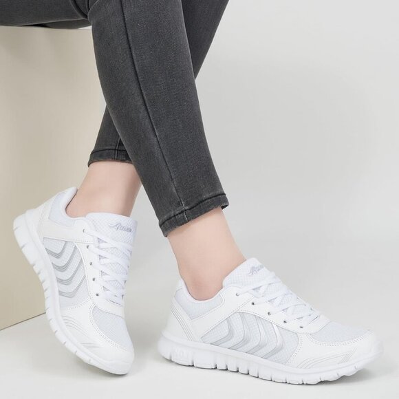 Womens Sneakers Fashion Walking Casual White Lightweight Tennis Shoes - Picture 5 of 5